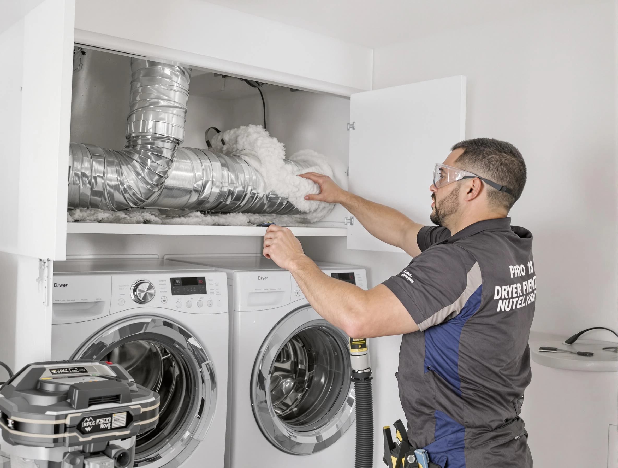 Murray Dryer Vent Cleaning certified technician performing specialized gas dryer vent cleaning in Murray