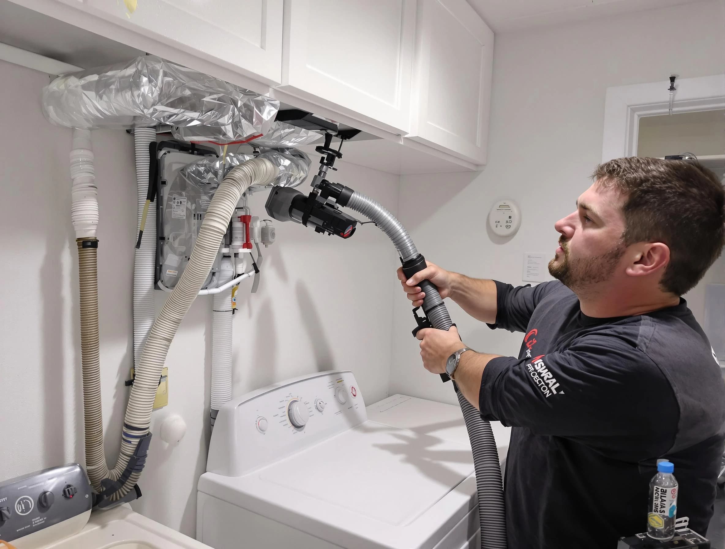Murray Dryer Vent Cleaning certified technician performing safety-focused gas dryer vent cleaning in Murray
