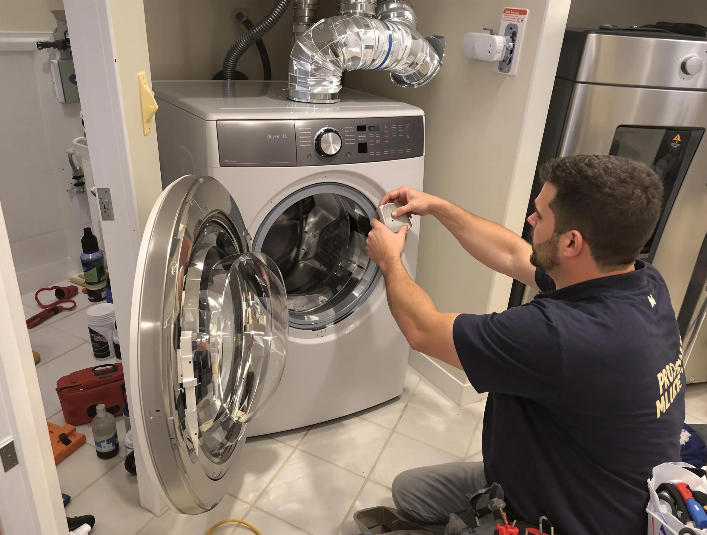 Murray Dryer Vent Cleaning technician performing precise dryer vent hose installation in Murray