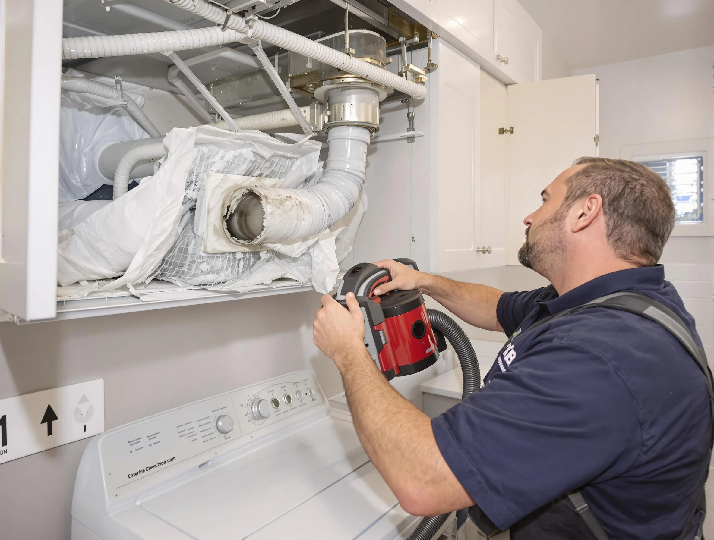 Murray Dryer Vent Cleaning technician performing professional exhaust vent cleaning at a residential property in Murray